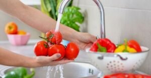 wash and disinfect fruit and vegetables