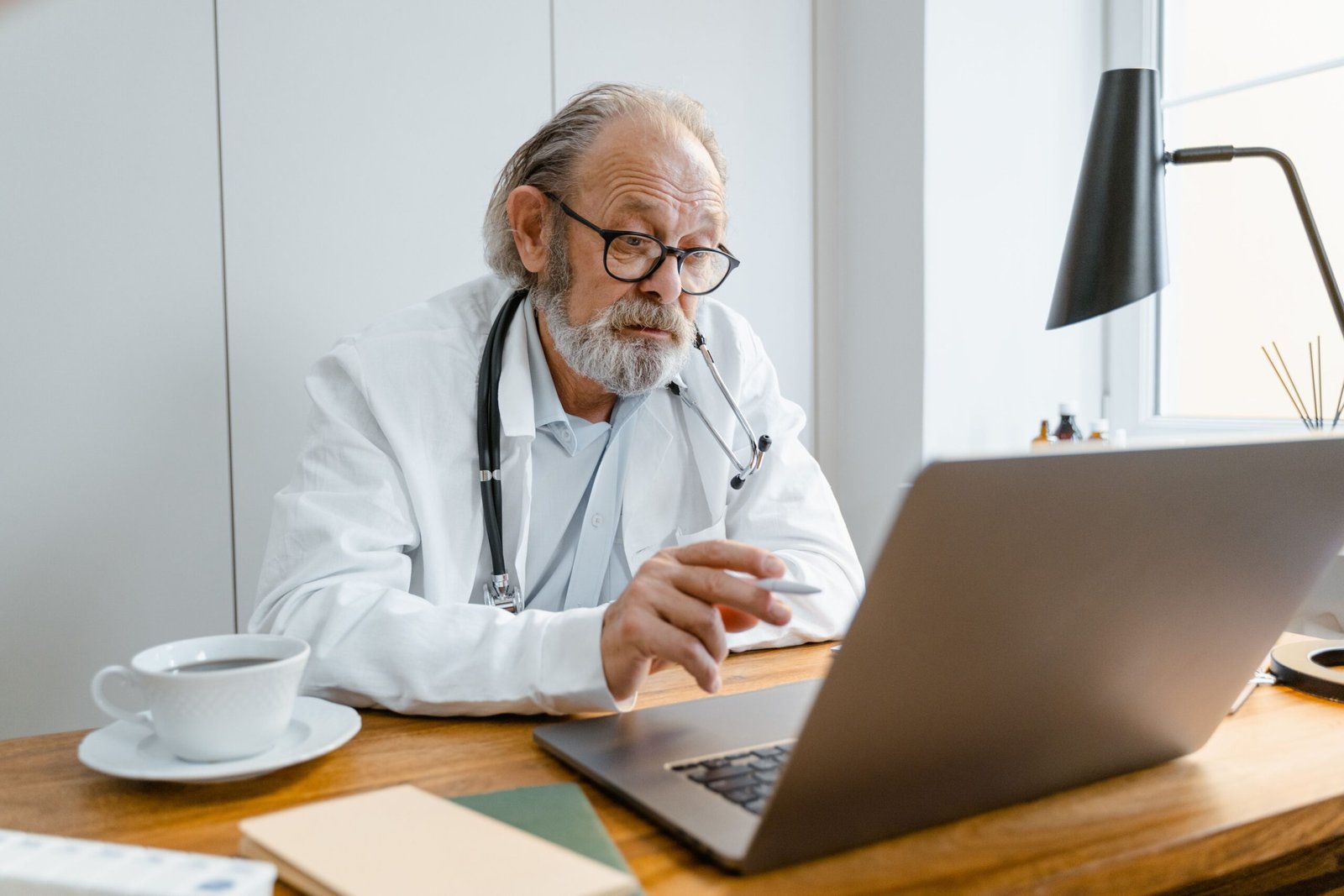 Doctor conducting a telehealth video consultation with a patient