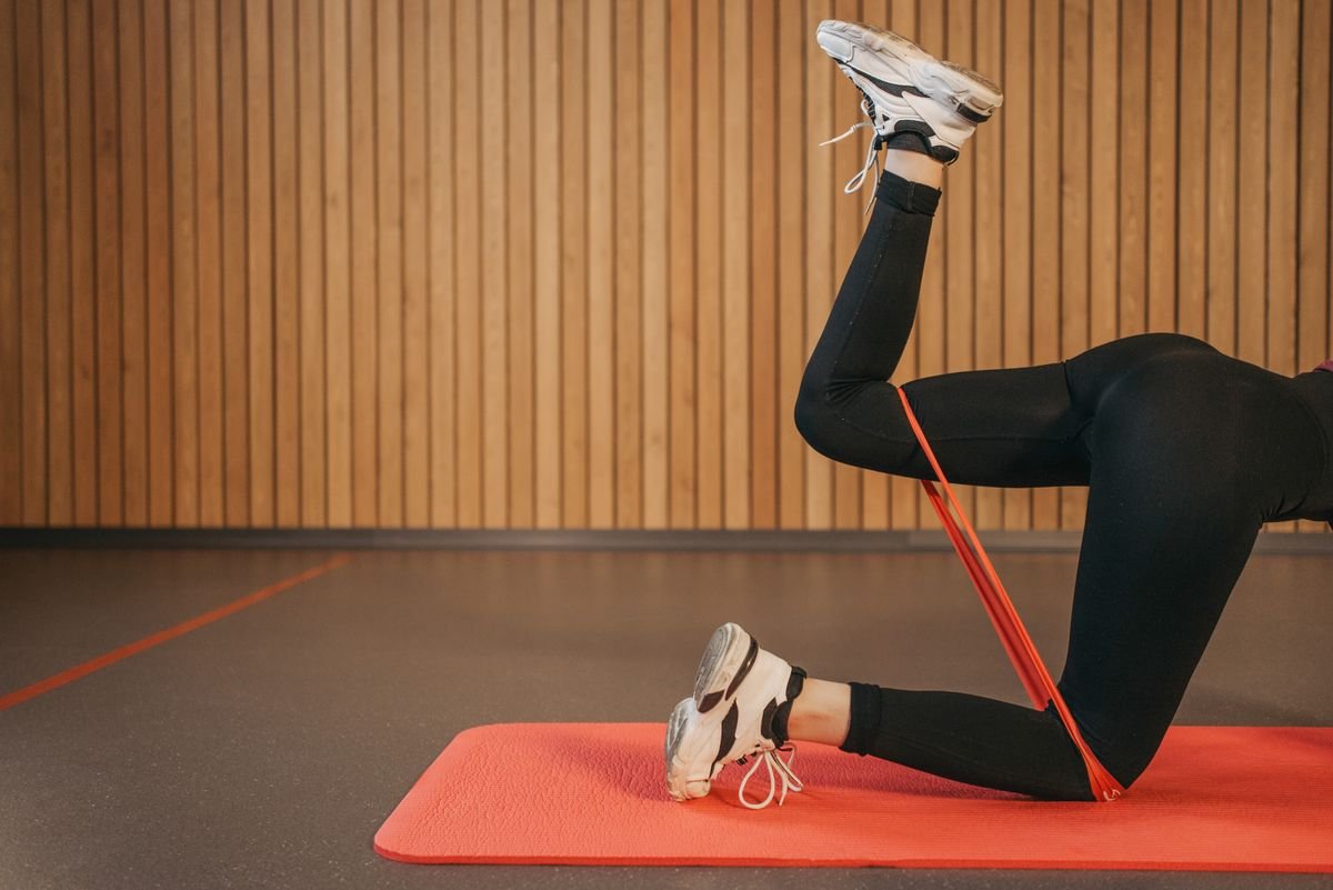 resistance band exercise used to rebuild strength during injury rehabilitation