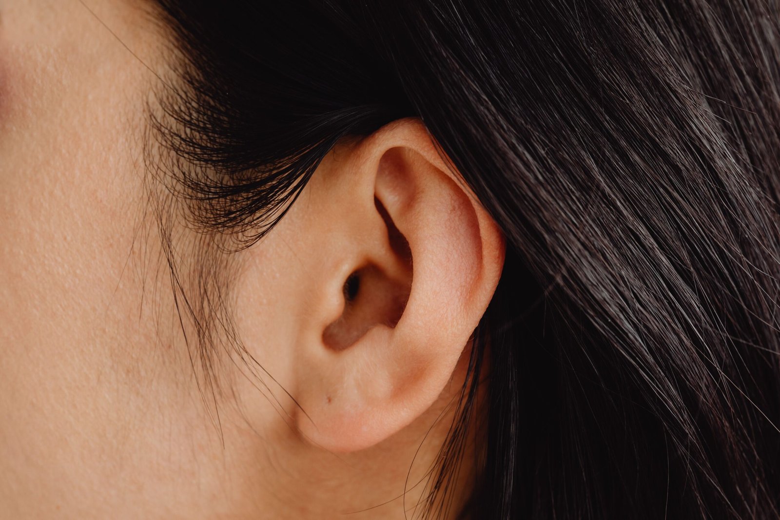 close-up of a human ear canal opening