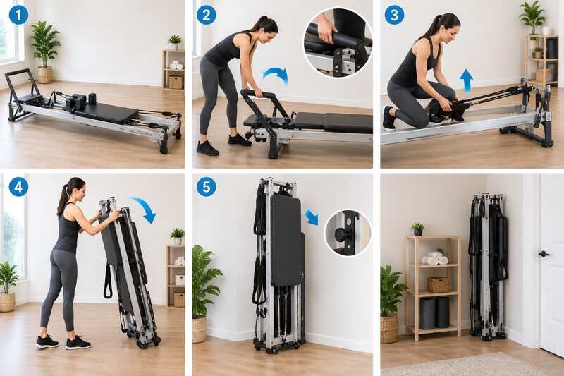 how to fold Aeropilates reformer for storage
