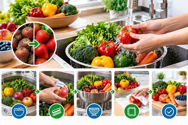 how to wash fruits and vegetables to remove pesticides.
