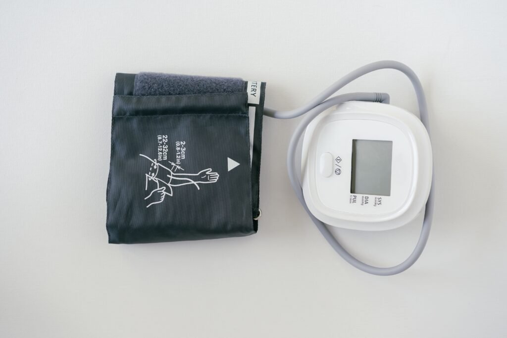 close-up of a blood pressure cuff used during a medical exam