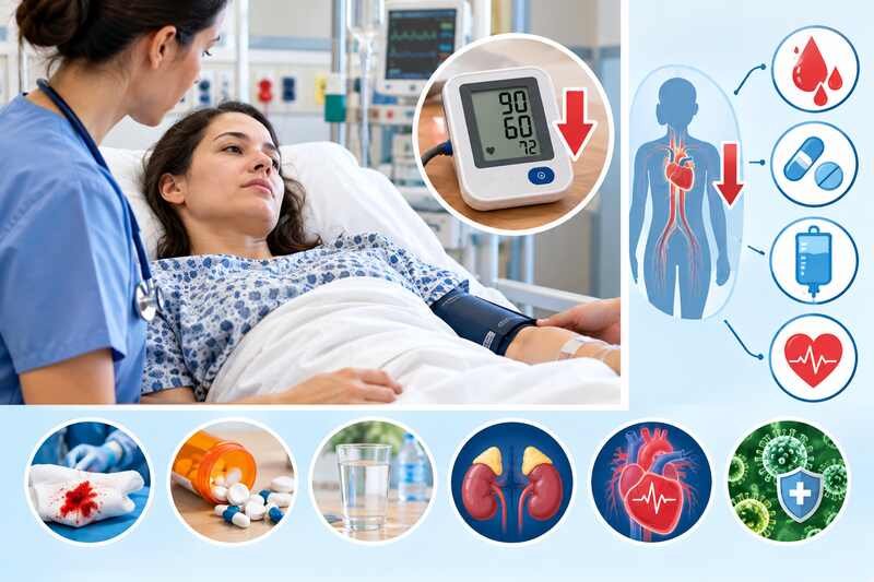 what causes low blood pressure after surgery
